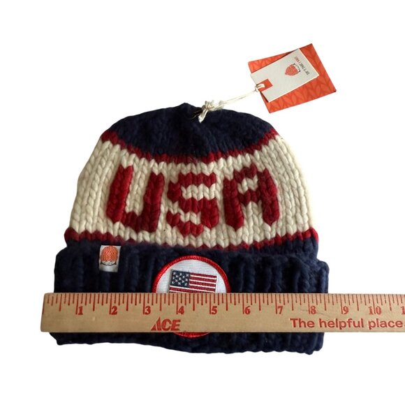 Team USA Olympic Knit Hat By Sh*t That I knit (Stik) Navy/Red/White  Wool Peru W - Picture 3 of 8